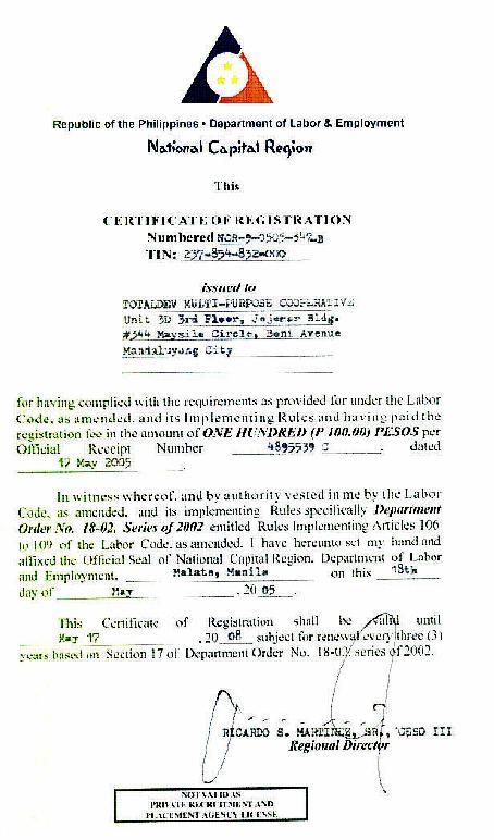 DOLE Certificate